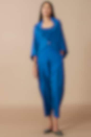 Electric Blue Luxe Silk Co-Ord Set by AMPM