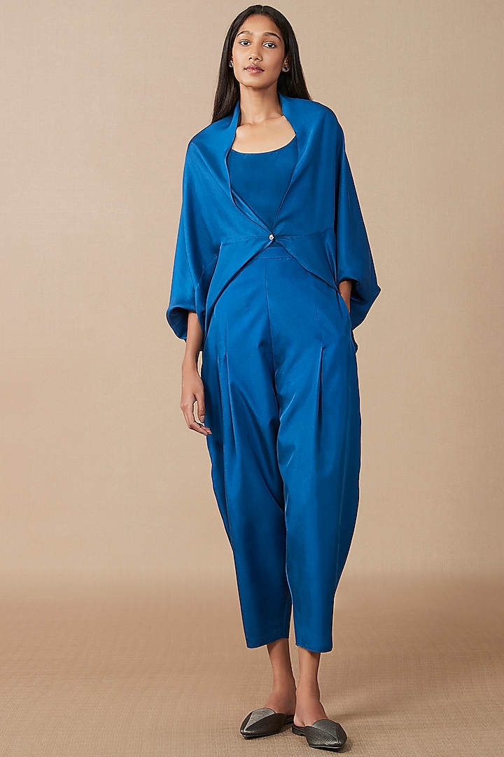 Electric Blue Luxe Silk Co-Ord Set by AMPM
