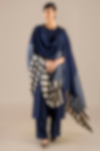 Navy Chanderi Kurta Set by AMPM at Pernia's Pop Up Shop