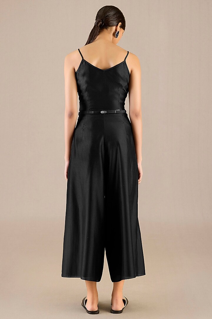 Black Chanderi Striped Cape Set by AMPM at Pernia's Pop Up Shop