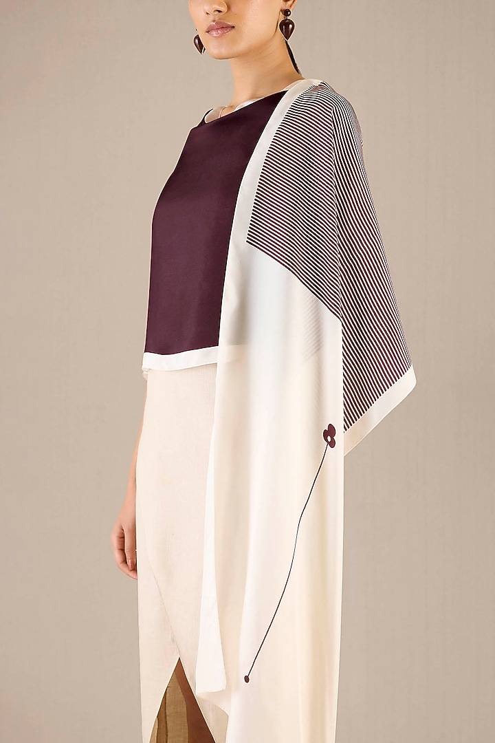 Burgundy Silk Striped Scarf by AMPM at Pernia's Pop Up Shop