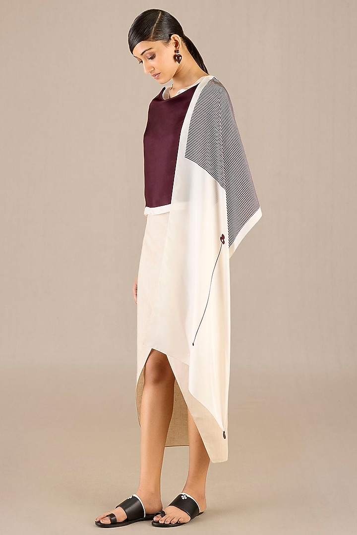Burgundy Silk Striped Scarf by AMPM at Pernia's Pop Up Shop