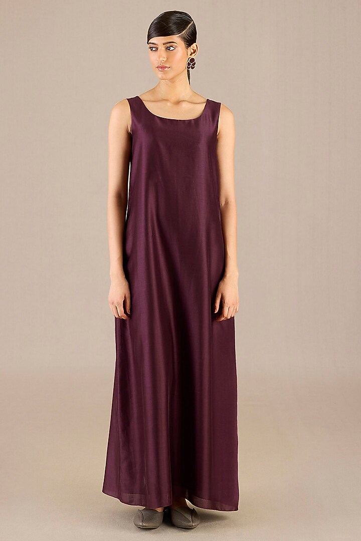 Burgundy Chanderi Corded Embroidered Jacket Party Wear Dress by AMPM at Pernia's Pop Up Shop