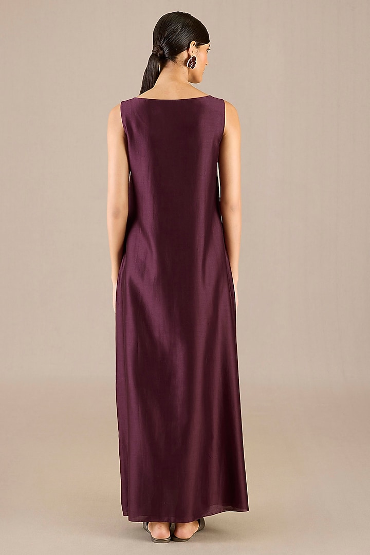 Burgundy Chanderi Corded Embroidered Jacket Party Wear Dress by AMPM at Pernia's Pop Up Shop