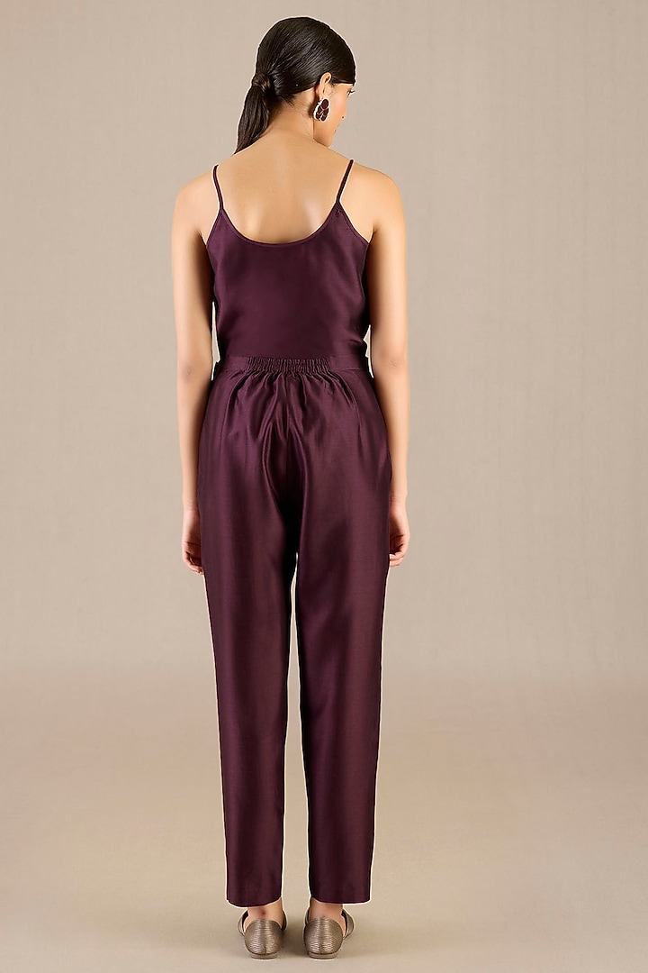 Burgundy Chanderi Pleated Jacket Set by AMPM at Pernia's Pop Up Shop