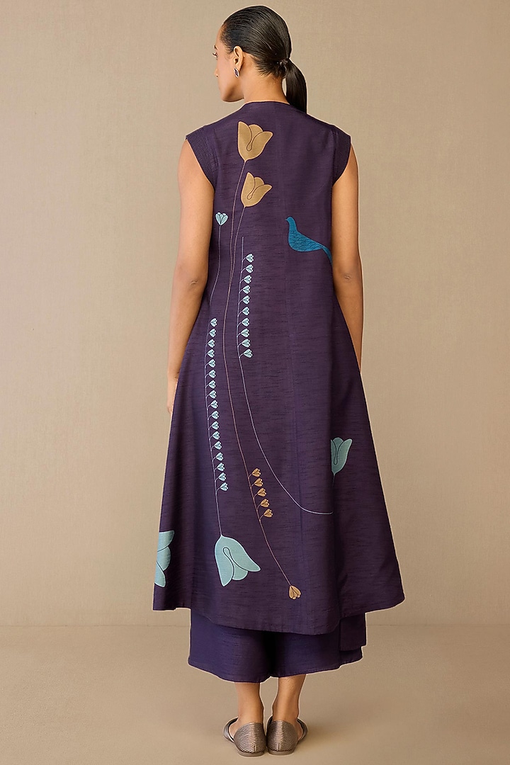 Deep Purple Raw Silk Paneled Kurta Set by AMPM at Pernia's Pop Up Shop