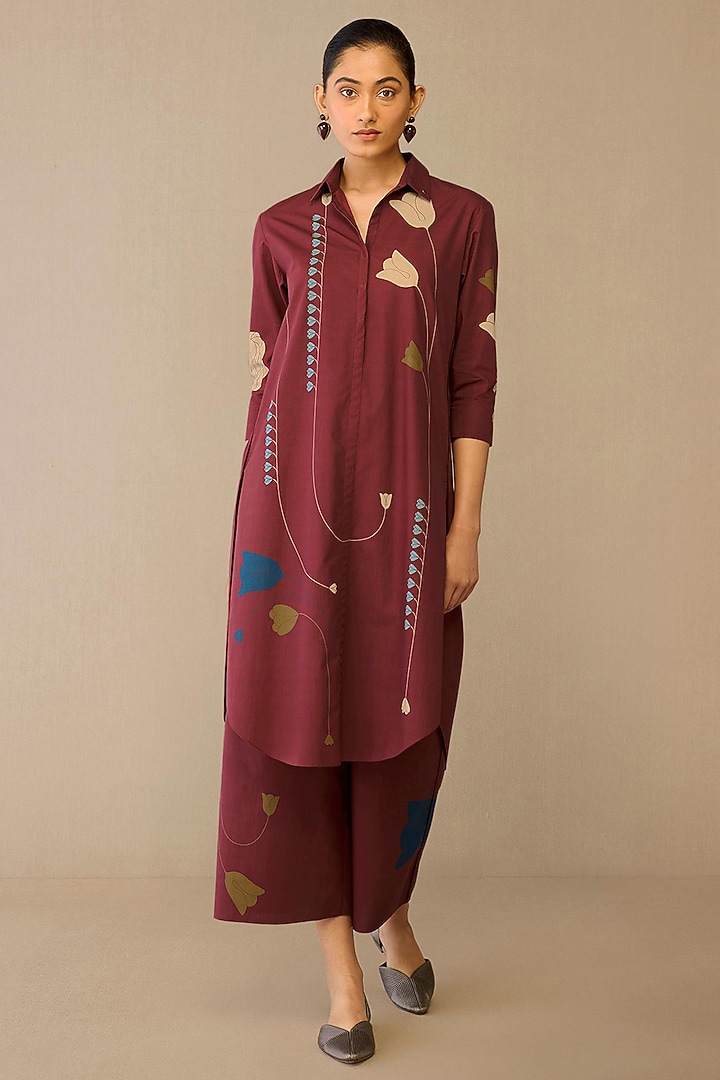 Earthy Red Cotton Tunic Set by AMPM at Pernia's Pop Up Shop