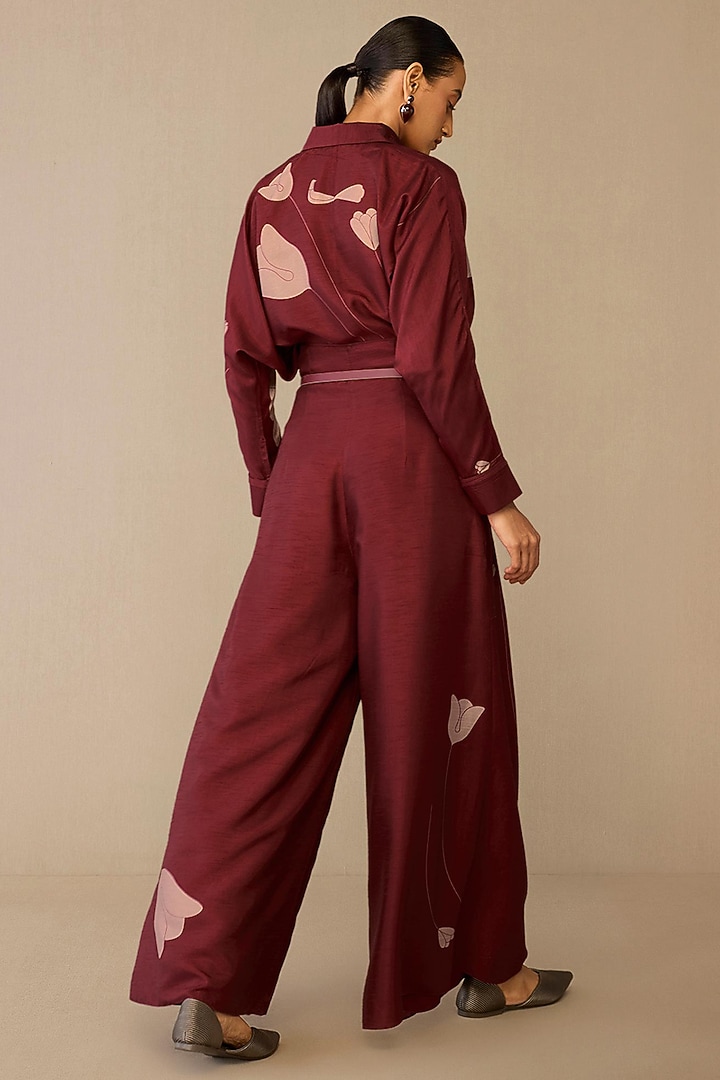 Red Raw Silk Co-Ord Set by AMPM at Pernia's Pop Up Shop