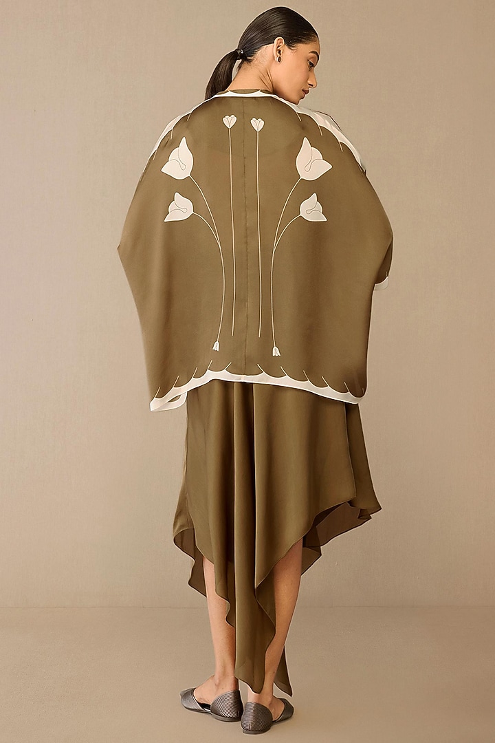 Natural Taupe Satin Organza Skirt Set by AMPM at Pernia's Pop Up Shop