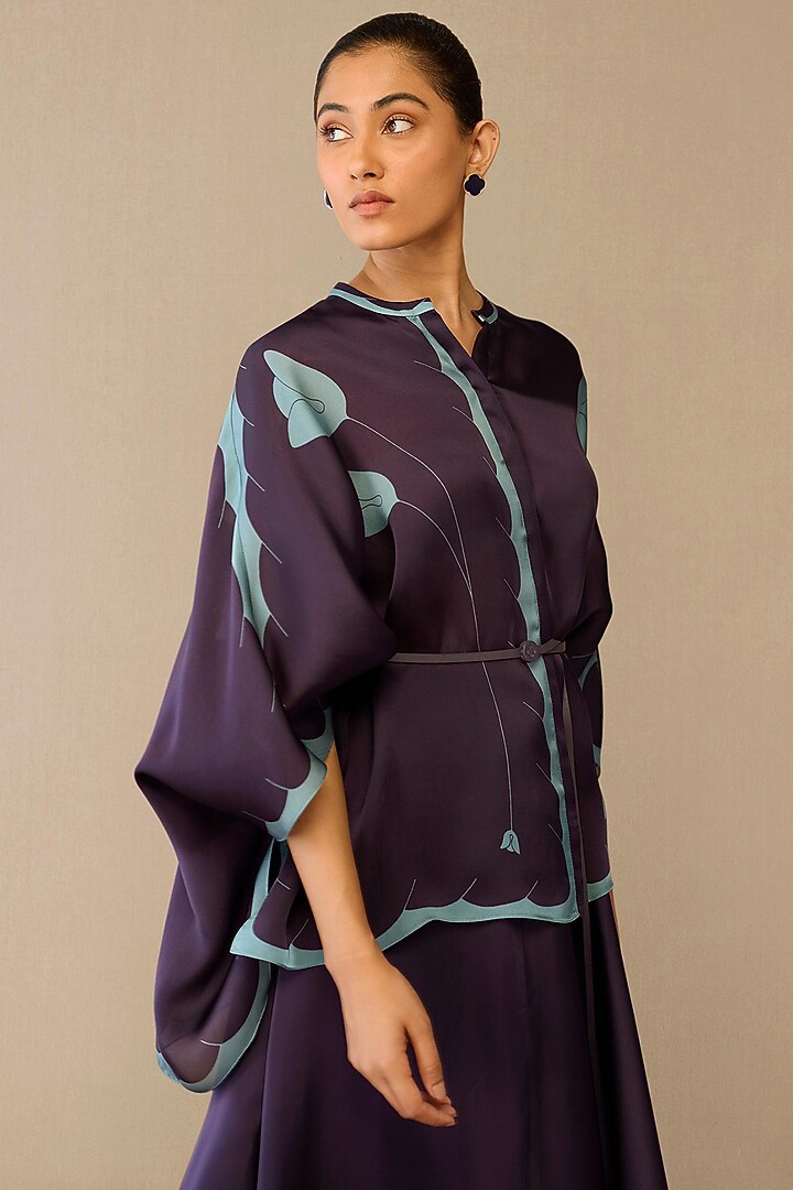 Purple Taupe Satin Organza Skirt Set by AMPM at Pernia's Pop Up Shop