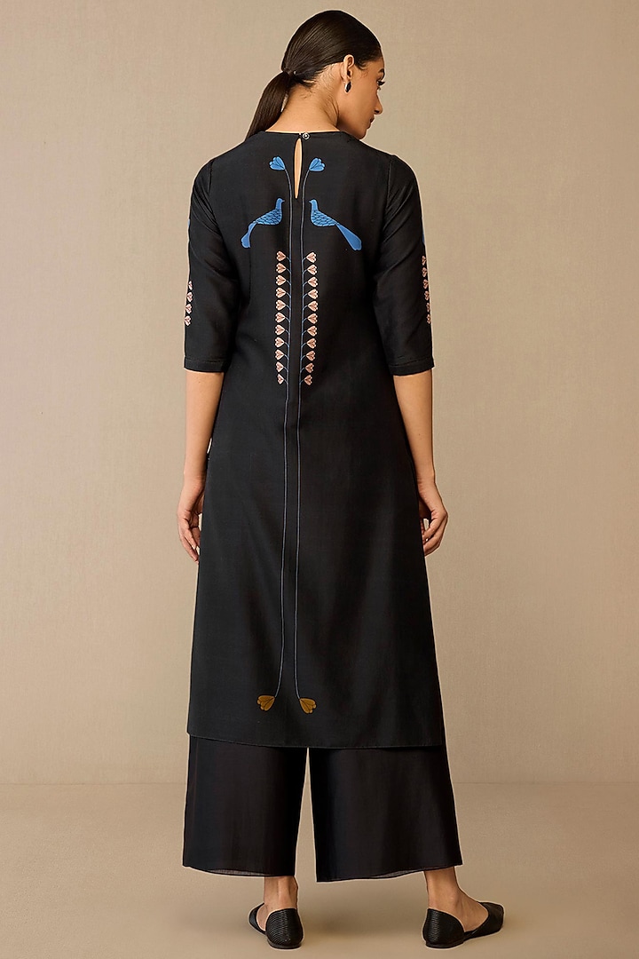 Smokey Black Chanderi Tunic Set by AMPM at Pernia's Pop Up Shop