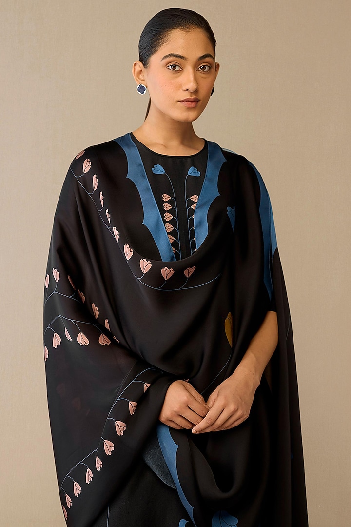 Smokey Black Chanderi Tunic Set by AMPM at Pernia's Pop Up Shop