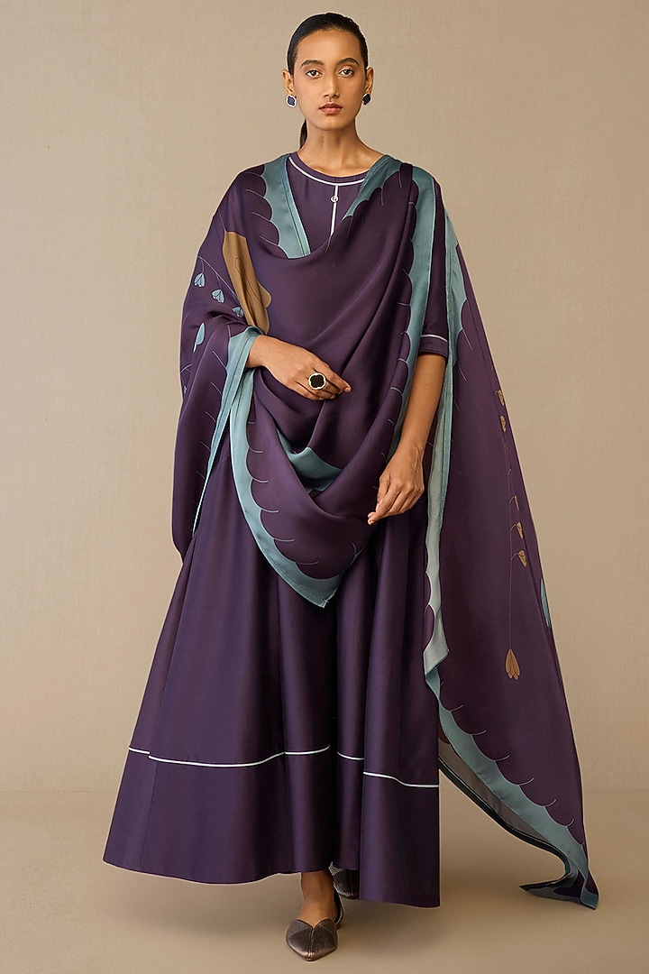 Purple Chanderi Kurta Set by AMPM at Pernia's Pop Up Shop