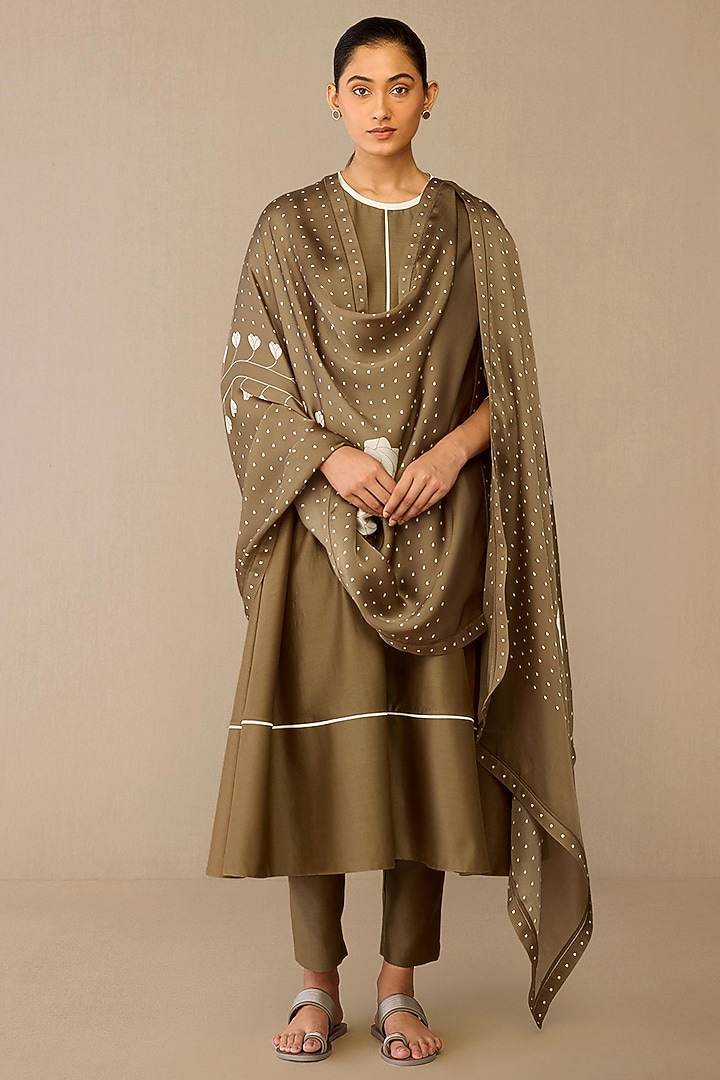 Taupe Cotton Silk Kurta Set by AMPM at Pernia's Pop Up Shop