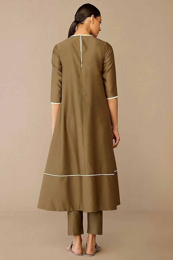 Taupe Cotton Silk Kurta Set by AMPM at Pernia's Pop Up Shop