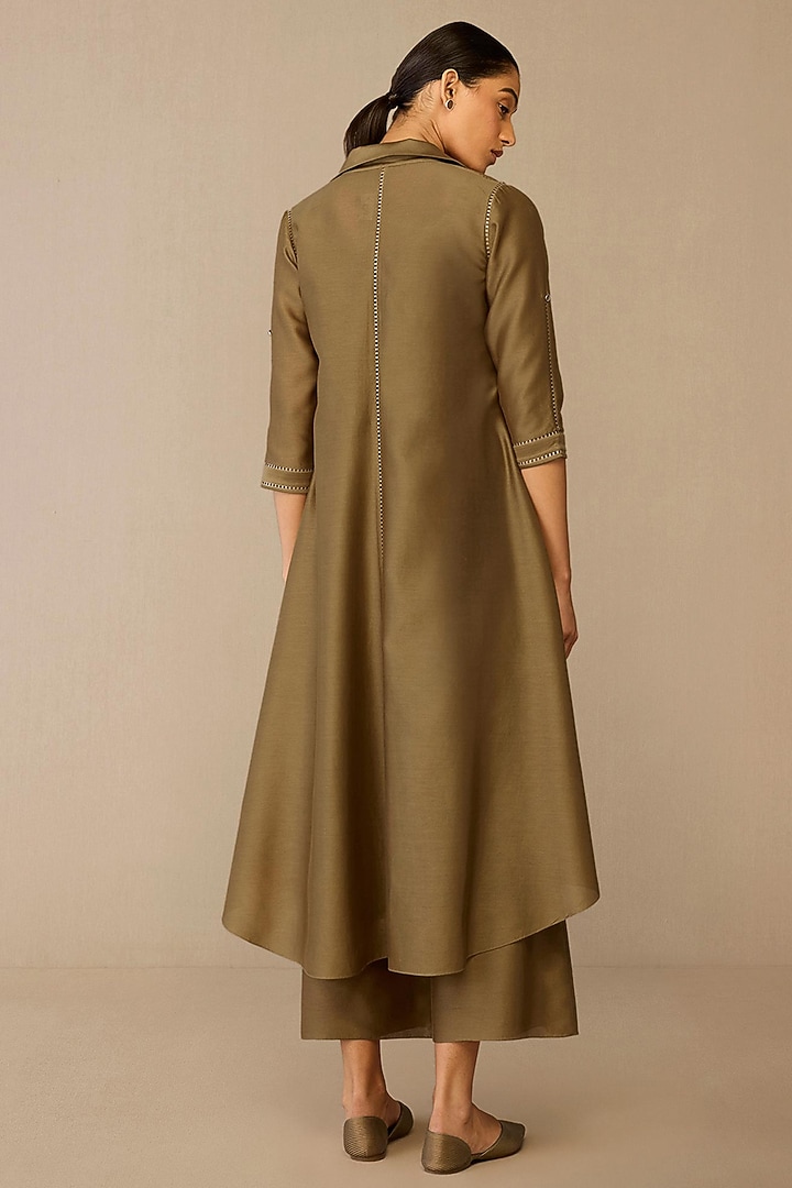 Golden Brown Cotton Silk Jacket Set by AMPM at Pernia's Pop Up Shop