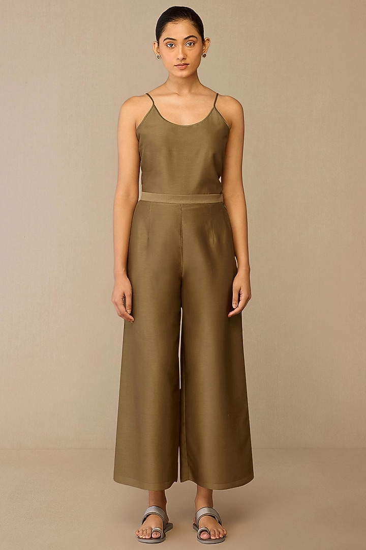 Golden Brown Cotton Silk Jacket Set by AMPM at Pernia's Pop Up Shop