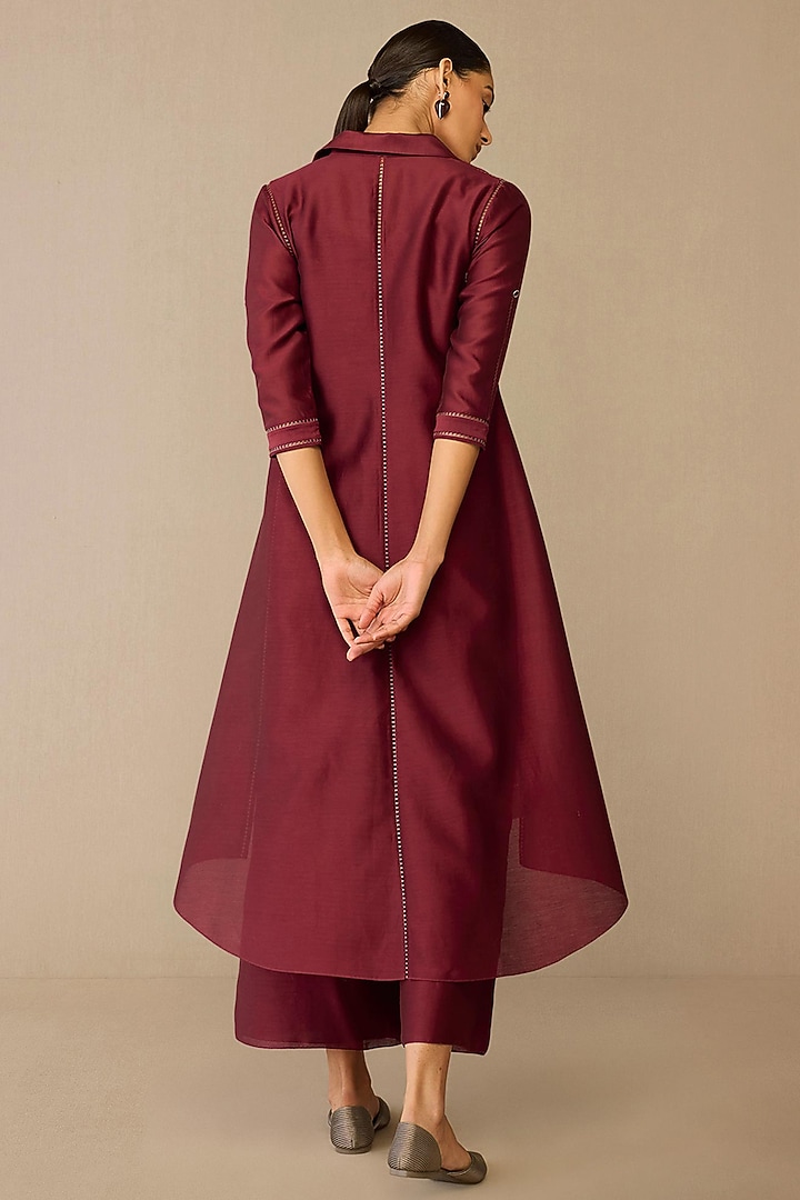 Red Cotton Silk Jacket Set by AMPM at Pernia's Pop Up Shop