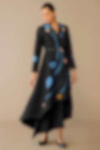 Smokey Black Raw Silk Jacket Set by AMPM at Pernia's Pop Up Shop