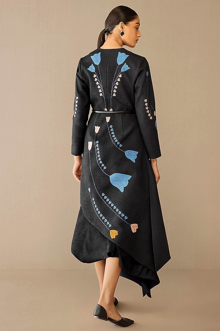 Smokey Black Raw Silk Jacket Set by AMPM at Pernia's Pop Up Shop