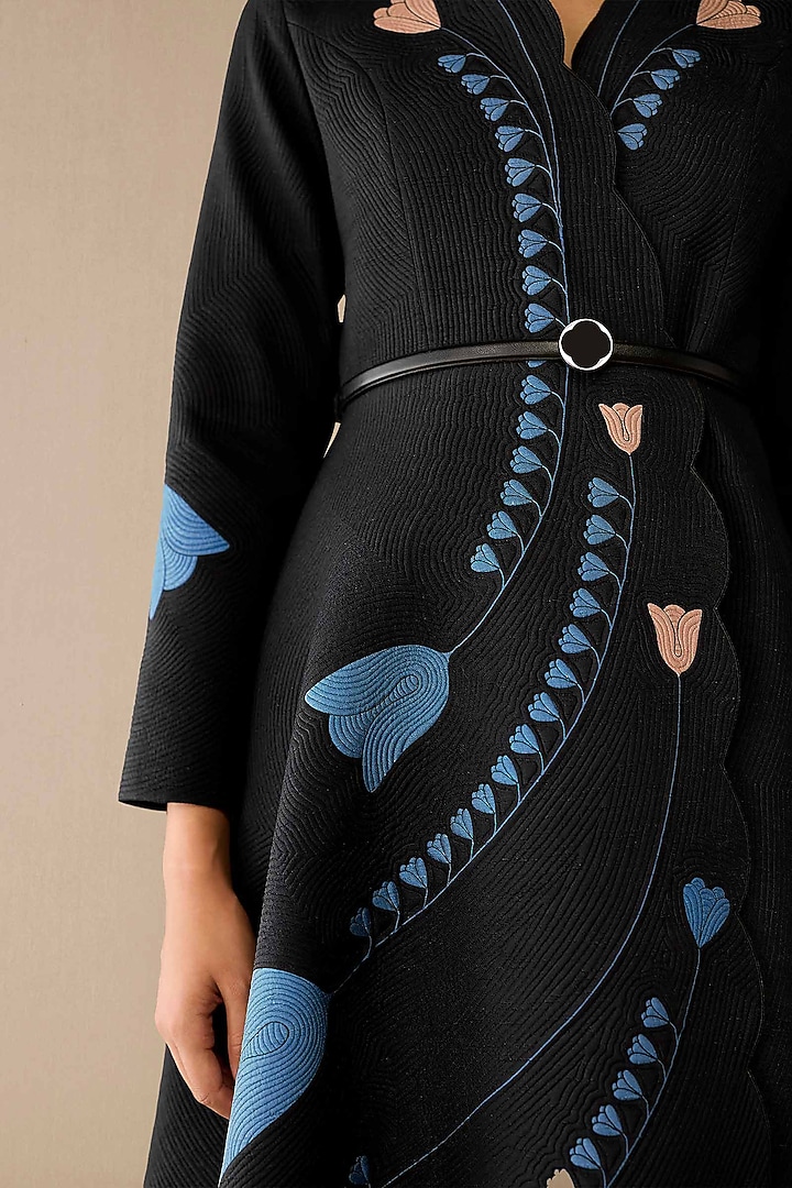 Smokey Black Raw Silk Jacket Set by AMPM at Pernia's Pop Up Shop