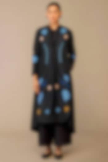 Smokey Black Raw Silk Jacket Set by AMPM at Pernia's Pop Up Shop