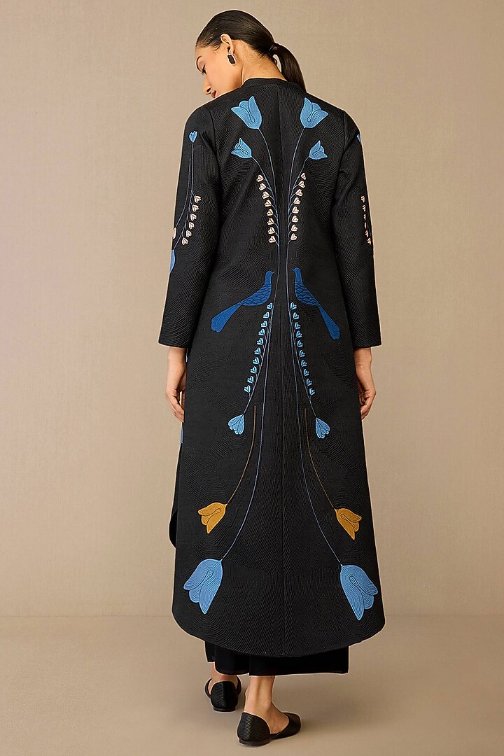 Smokey Black Raw Silk Jacket Set by AMPM at Pernia's Pop Up Shop