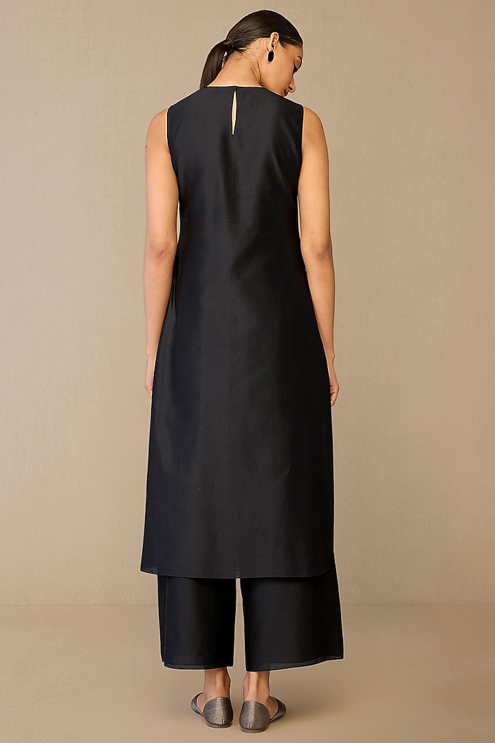 Smokey Black Raw Silk Jacket Set by AMPM at Pernia's Pop Up Shop