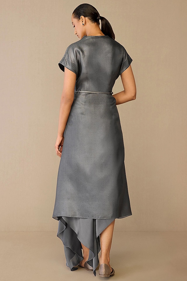 Dark Grey Satin Skirt Set by AMPM at Pernia's Pop Up Shop