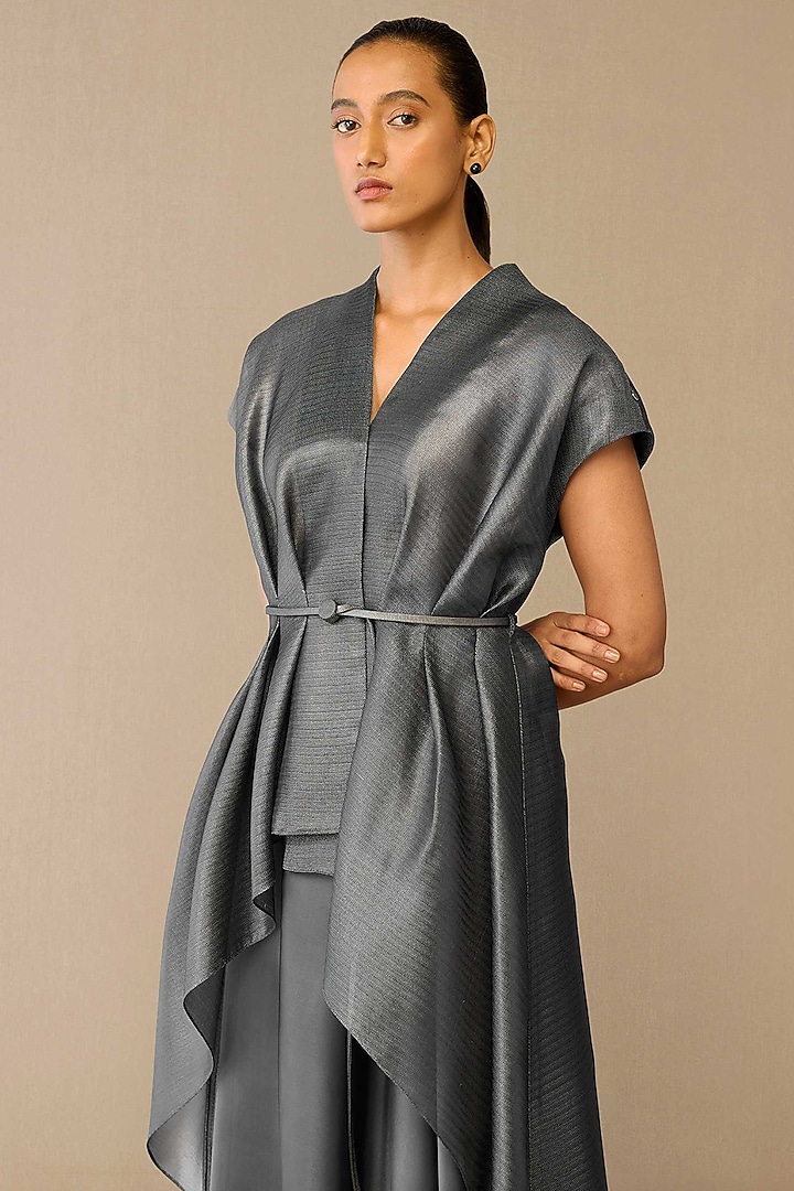 Dark Grey Satin Skirt Set by AMPM at Pernia's Pop Up Shop