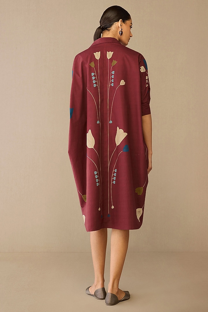 Red Poplin Shirt Vacation Dress With Belt by AMPM at Pernia's Pop Up Shop