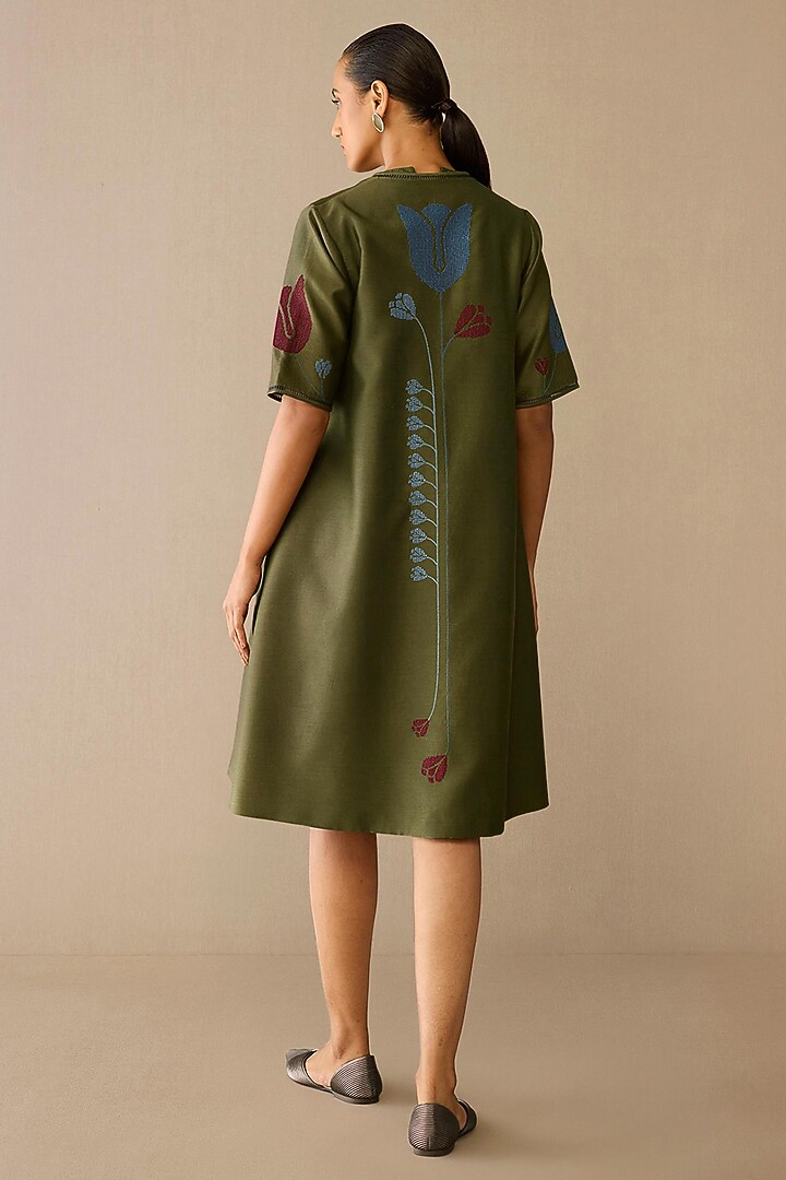 Green Satin Chanderi Jacket Set by AMPM at Pernia's Pop Up Shop