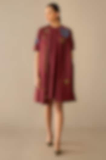 Red Satin Chanderi Jacket Set by AMPM at Pernia's Pop Up Shop