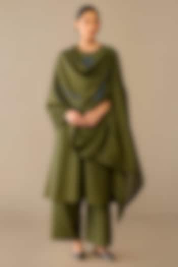 Green Cotton Silk Kurta Set by AMPM at Pernia's Pop Up Shop