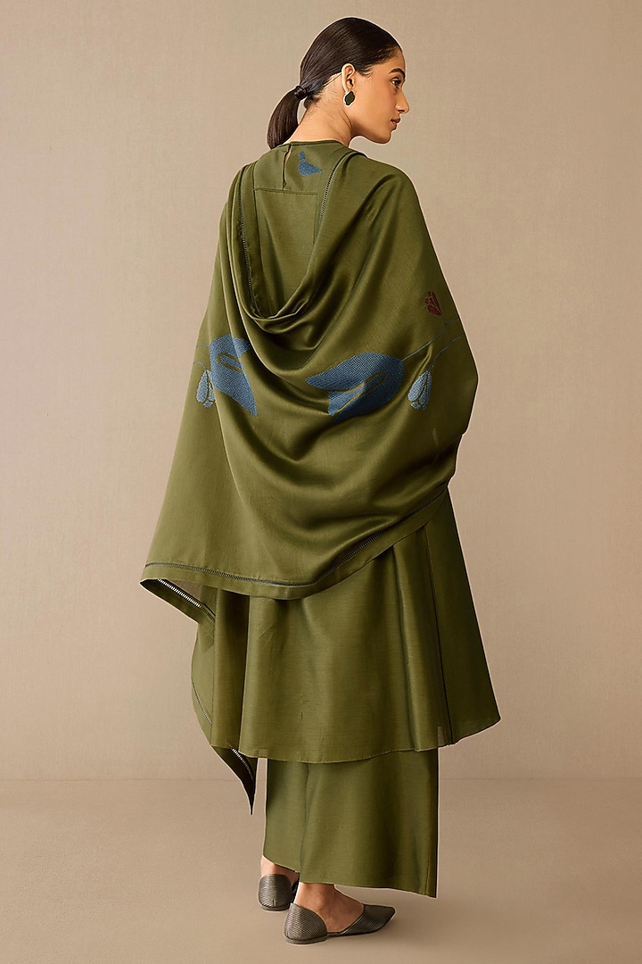 Green Cotton Silk Kurta Set by AMPM at Pernia's Pop Up Shop
