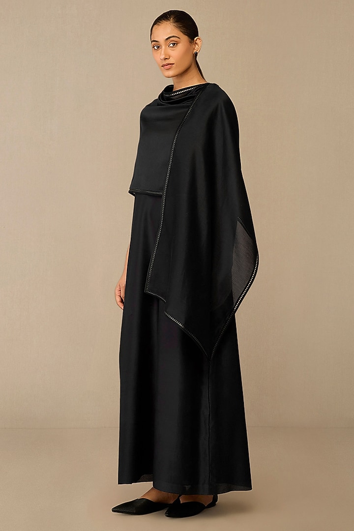 Smokey Black Raw Silk Scarf by AMPM at Pernia's Pop Up Shop