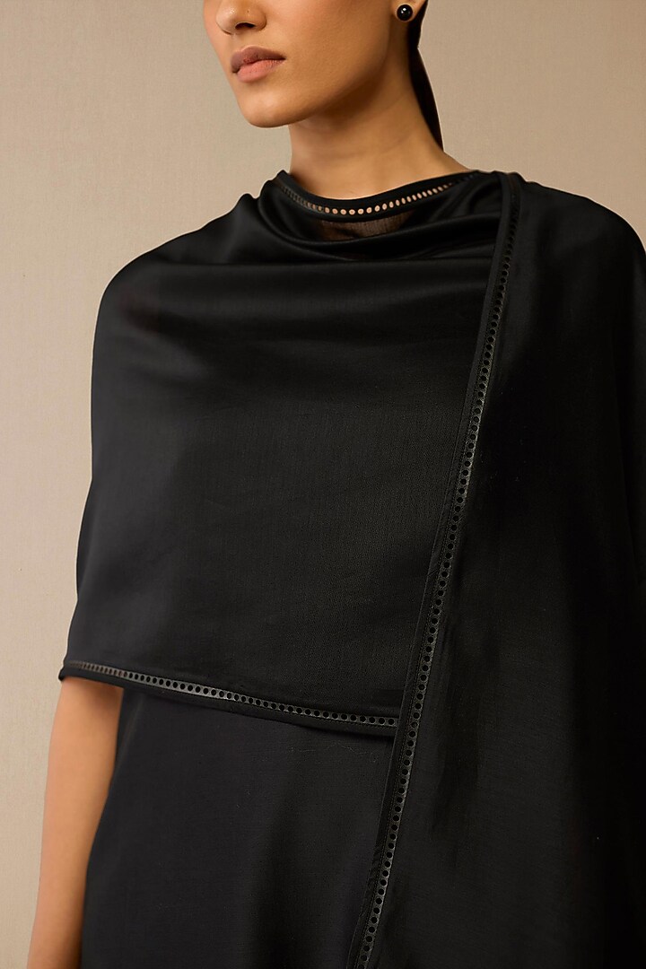 Smokey Black Raw Silk Scarf by AMPM at Pernia's Pop Up Shop