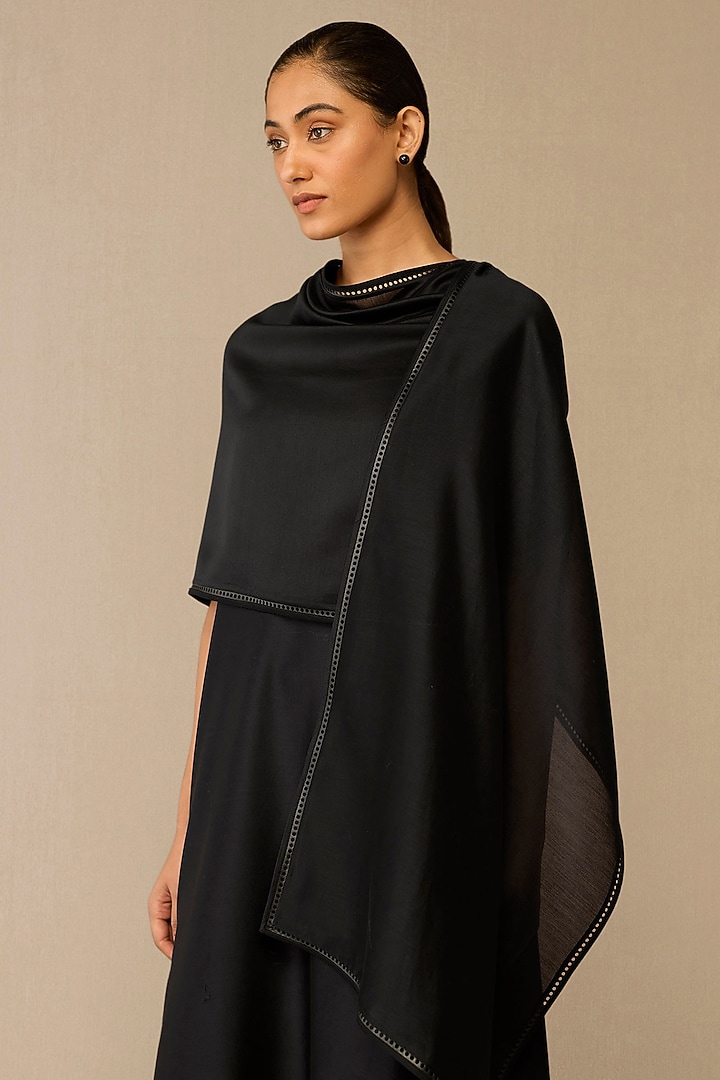 Smokey Black Raw Silk Scarf by AMPM at Pernia's Pop Up Shop