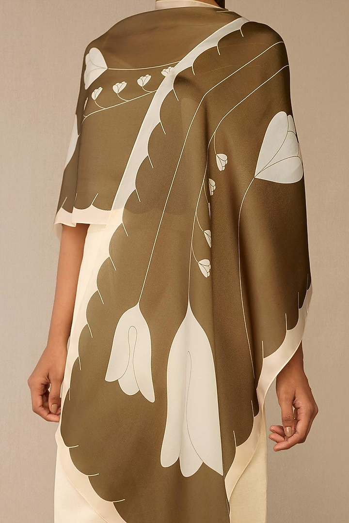 Natural Taupe Satin Organza Scarf by AMPM at Pernia's Pop Up Shop