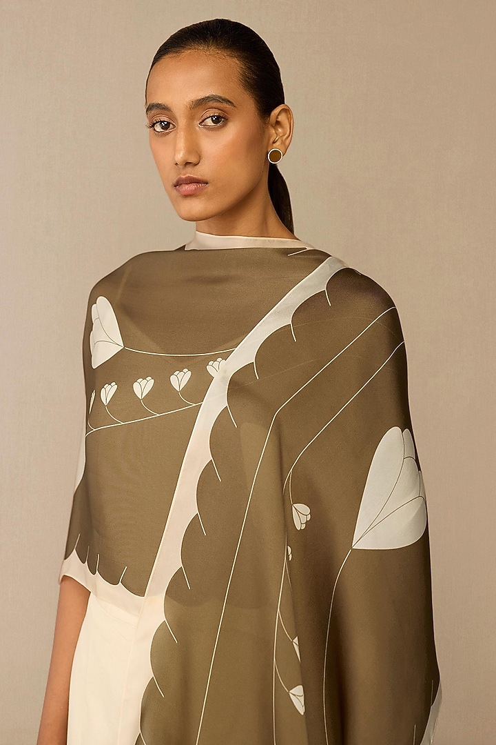 Natural Taupe Satin Organza Scarf by AMPM at Pernia's Pop Up Shop