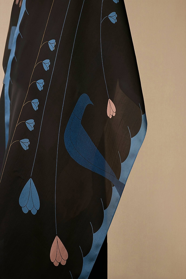 Smokey Black Satin Organza Scarf by AMPM at Pernia's Pop Up Shop