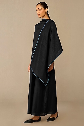 Black Cotton Silk Scarf by AMPM