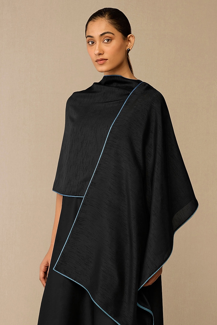 Black Cotton Silk Scarf by AMPM at Pernia's Pop Up Shop