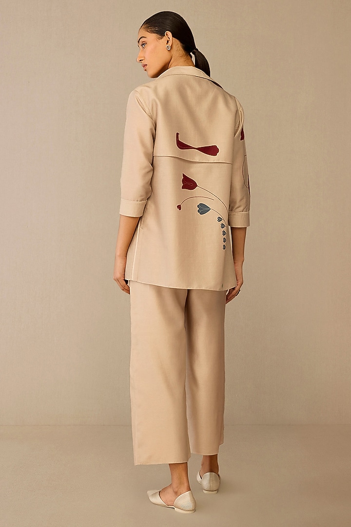 Beige Cotton Silk Co-Ord Set by AMPM at Pernia's Pop Up Shop