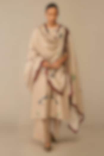 Beige Cotton Silk Kurta Set by AMPM at Pernia's Pop Up Shop