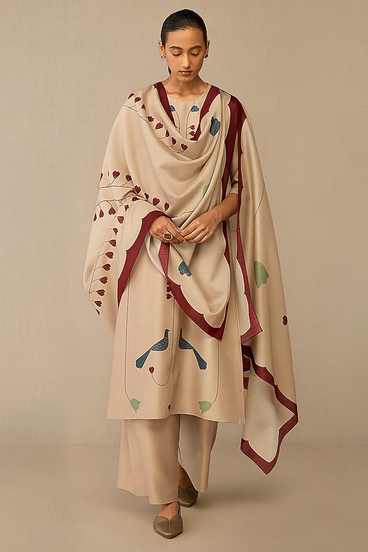 Beige Cotton Silk Kurta Set by AMPM at Pernia's Pop Up Shop