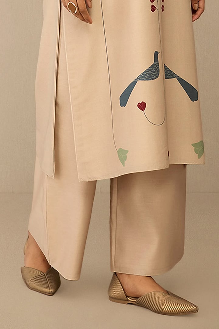 Beige Cotton Silk Kurta Set by AMPM at Pernia's Pop Up Shop
