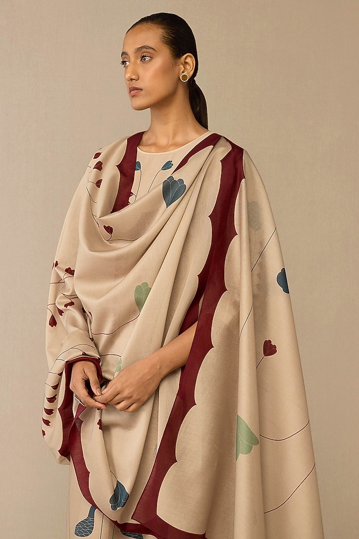 Beige Cotton Silk Kurta Set by AMPM at Pernia's Pop Up Shop