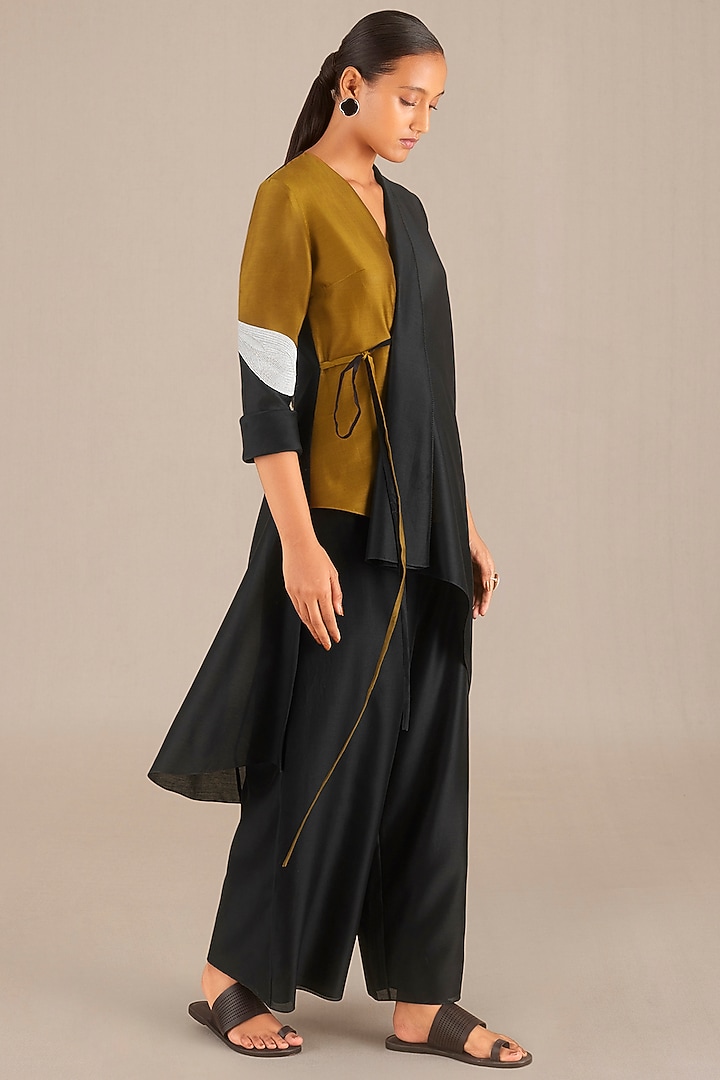 Black Chanderi Embroidered Tunic Set by AMPM at Pernia's Pop Up Shop