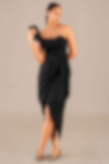 Black Viscose Knotted Vacation Dress by AMPM at Pernia's Pop Up Shop